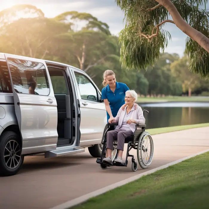 Support worker providing local transport assistance for an NDIS participant in the Joondalup area